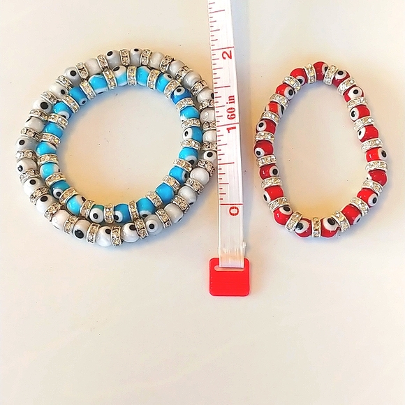 3/$15 2 kid's evil eye stretchy bracelets, 1 adult size NWT - Picture 3 of 3